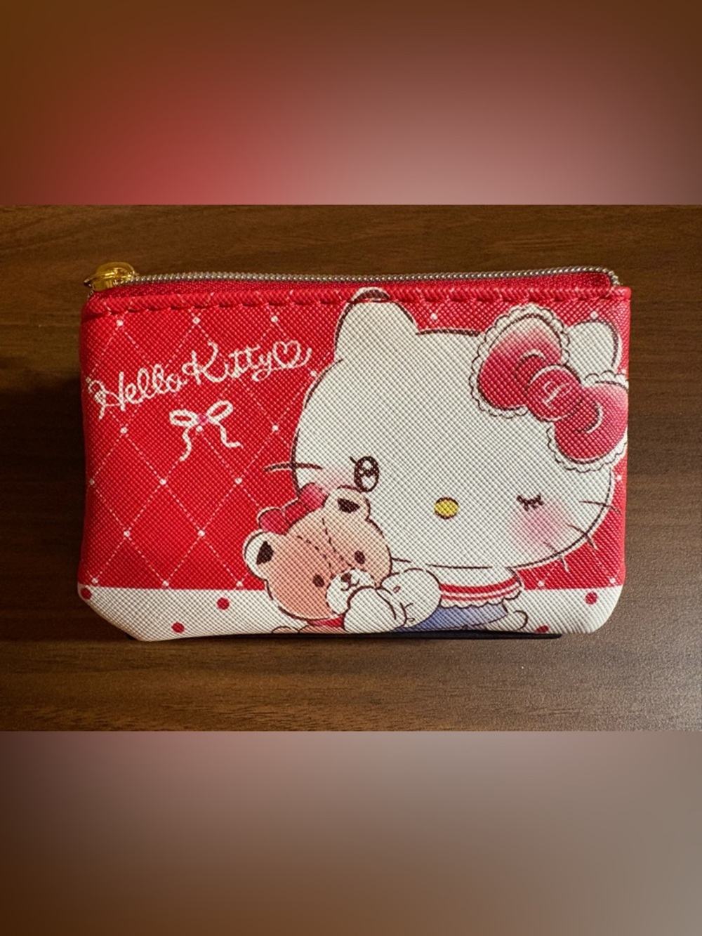 Hello Kitty Red and White Coin Holder Zip Pouch